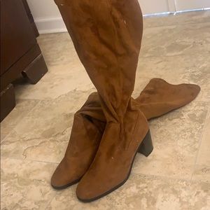 Zara Suede Light Brown Knee High Boots